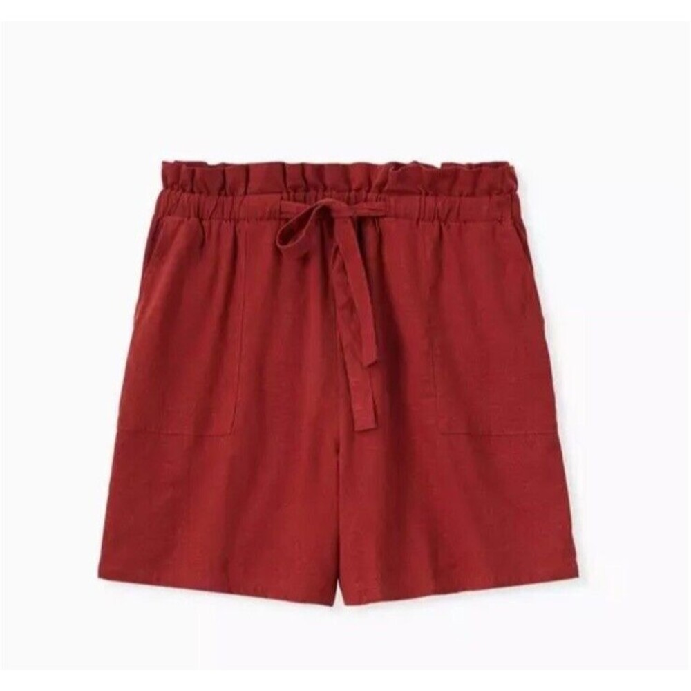 Torrid Womens 4X Madder Brown 5” Pull On Luxe Mid Rise Linen Blend Paper Bag